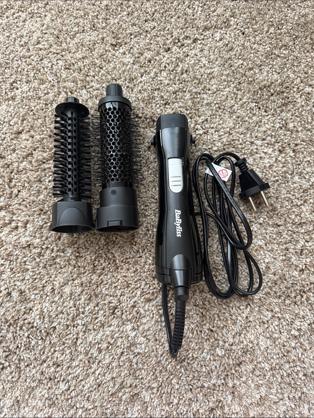 BaByliss Black Corded Hot Air Styler with Two Brush Heads - European plug